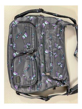 Lug Zipliner Convertible Hobo Bag - RFID, Adjustable Strap, Butterfly Grey